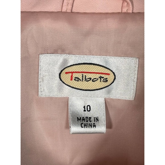 Pink Leather Jacket size 10 - Button front and lined.  Talbots -  Casual, Career - Picture 6 of 10